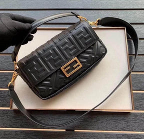 Fendi  Baguette  Jacquard  FF  fabric  Bag  Brown  With  box  5481