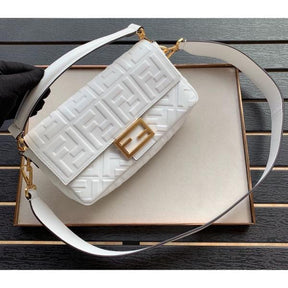 Fendi  Baguette  Jacquard  FF  fabric  Bag  Brown  With  box  5482