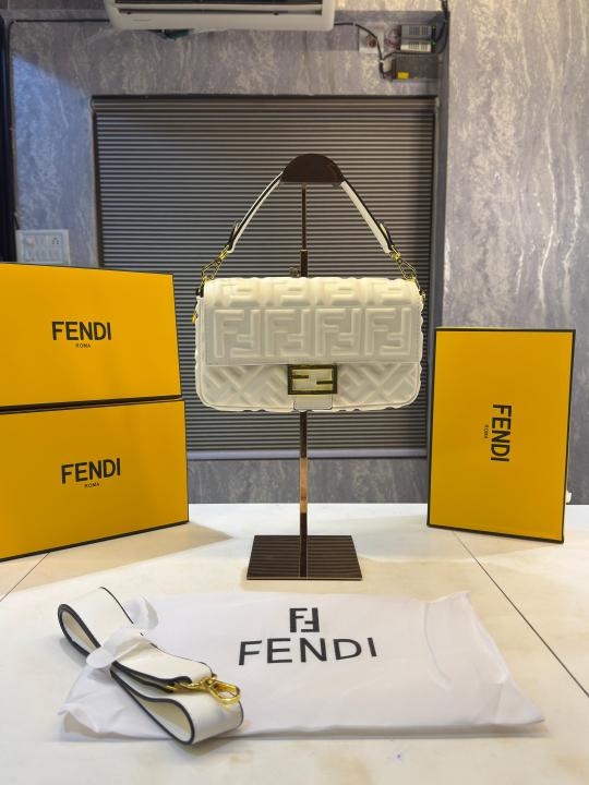 Fendi  Baguette  Jacquard  FF  fabric  Bag  Brown  With  box  5482