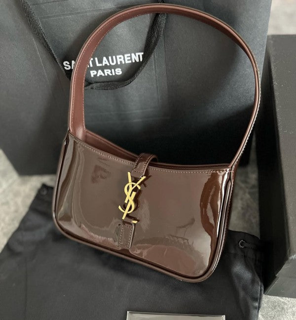 Ysl Saint Laurent Coffee Leather Shoulder Bag With OG Box & Dust Bag 903 2 Coffee