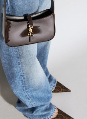 Ysl Saint Laurent Coffee Leather Shoulder Bag With OG Box & Dust Bag 903 2 Coffee
