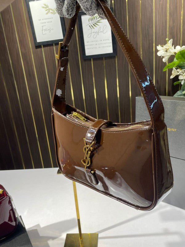 Ysl Saint Laurent Coffee Leather Shoulder Bag With OG Box & Dust Bag 903 2 Coffee