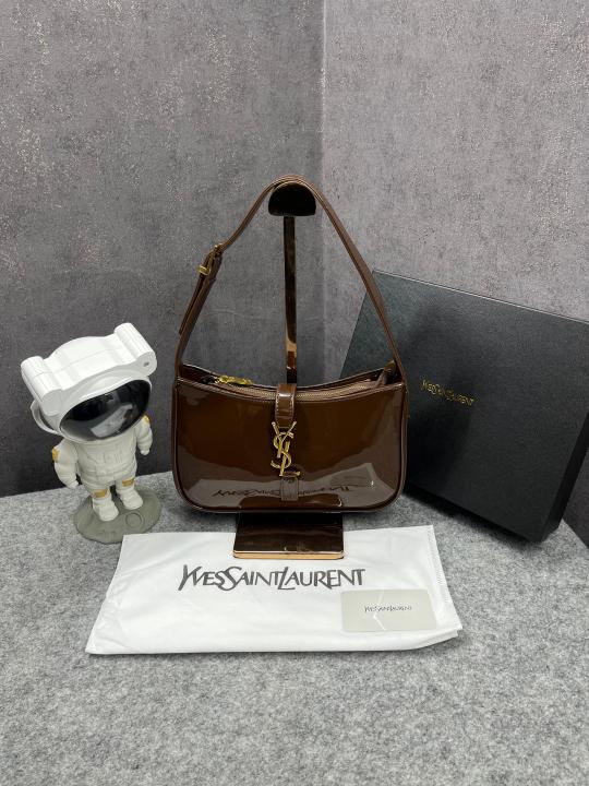 Ysl Saint Laurent Coffee Leather Shoulder Bag With OG Box & Dust Bag 903 2 Coffee