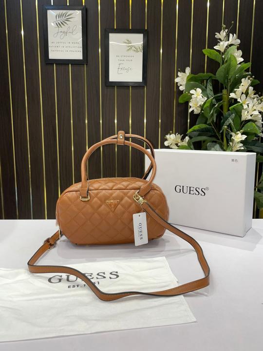 Guess quilted crossbody handbag with og box(5309 brown)