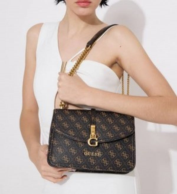 GUESS G JAMES LOGO SHOULDER BAG WITH OG BOX AND DUST BAG PREMIUM QUALITY (COFFEE)