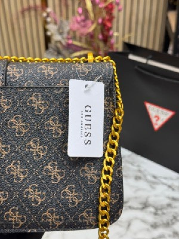 GUESS G JAMES LOGO SHOULDER BAG WITH OG BOX AND DUST BAG PREMIUM QUALITY (COFFEE)