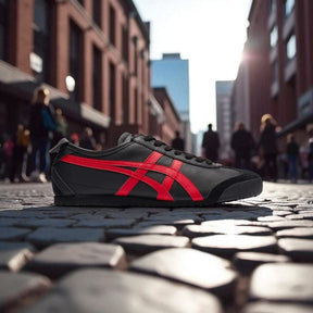 Onitsuka Tiger Mexico 66 Black Classic Red Sneakers For Men