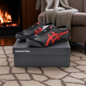 Onitsuka Tiger Mexico 66 Black Classic Red Sneakers For Men