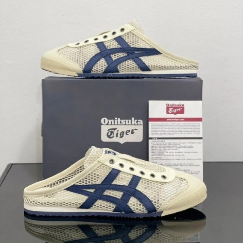 Onitsuk a Tiger Mexico 66 Sabot Half Cut Shoe Sneaker Cream Navy