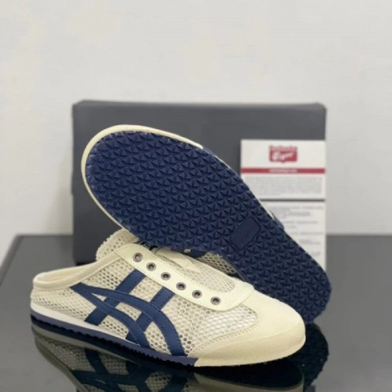 Onitsuk a Tiger Mexico 66 Sabot Half Cut Shoe Sneaker Cream Navy