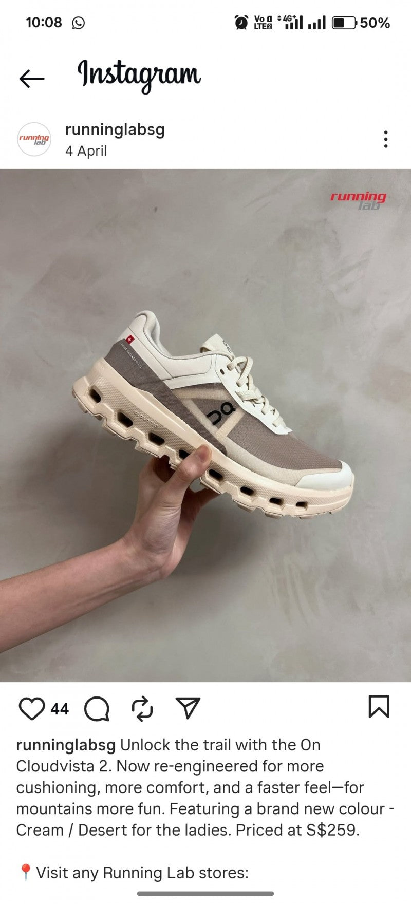 On Running Cloudvista 2 Desert Cream