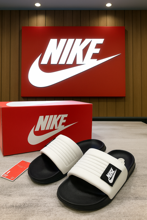 148113 Nike offcourt Adjust White Black Flipflop