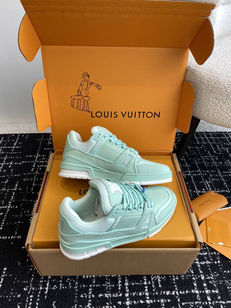 LouisVuitton Lv Trainer Mint Green Double Box Premium Shoes