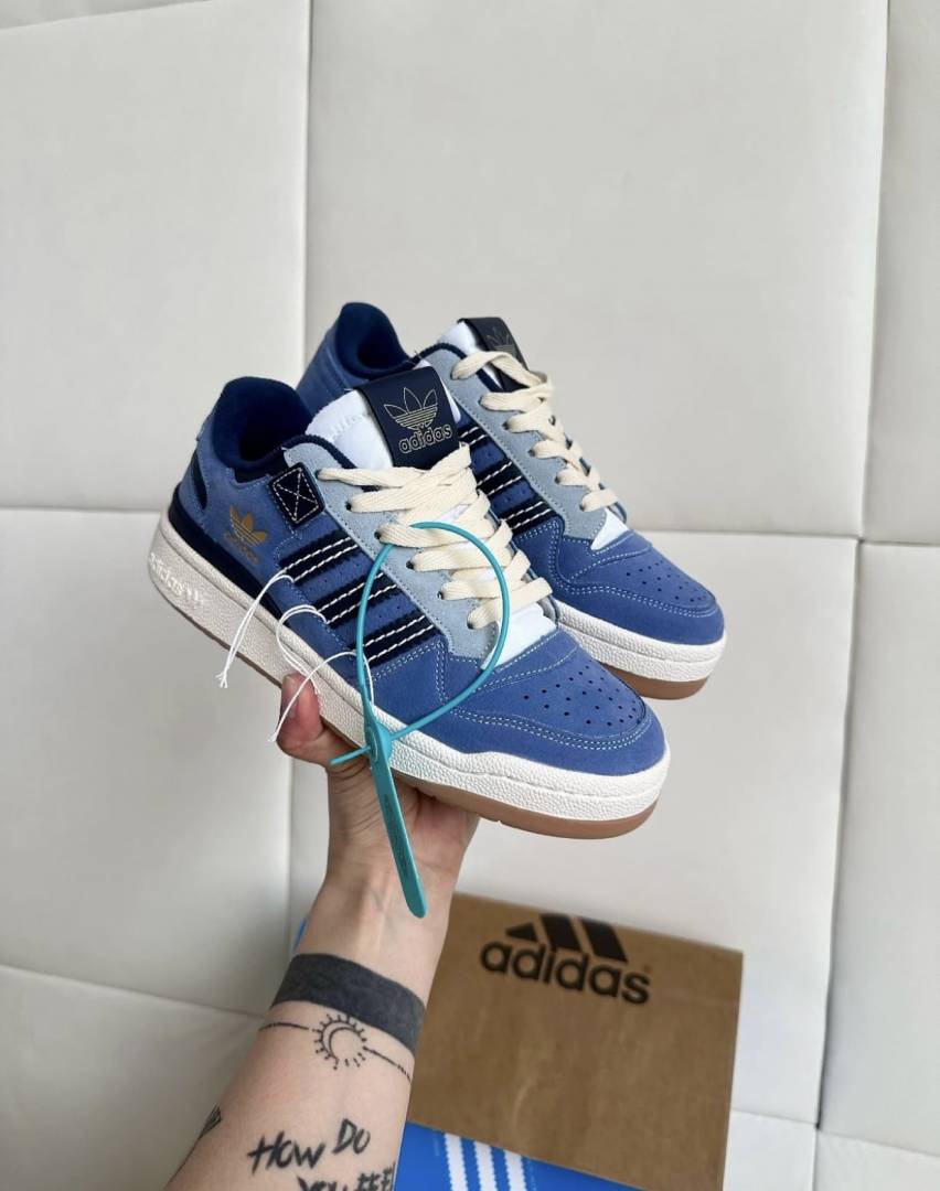 Adida s Forum 84 Low Blue Denim Gum Sneakers