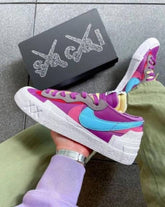 kaws x sacai x sb blazer low purple