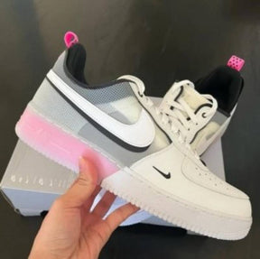 Airforce 1 react split white pink spell.