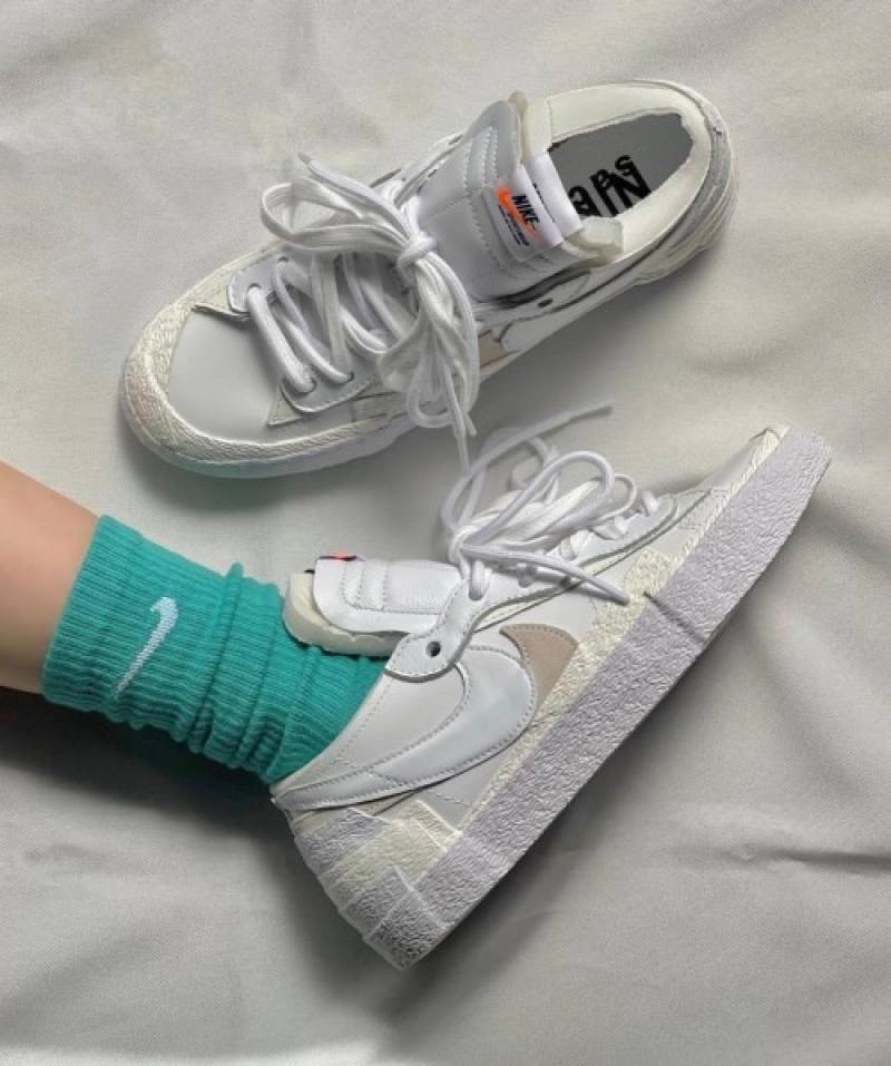 blazer low sacai white patent leather
