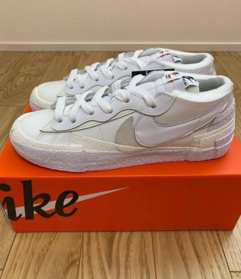 blazer low sacai white patent leather