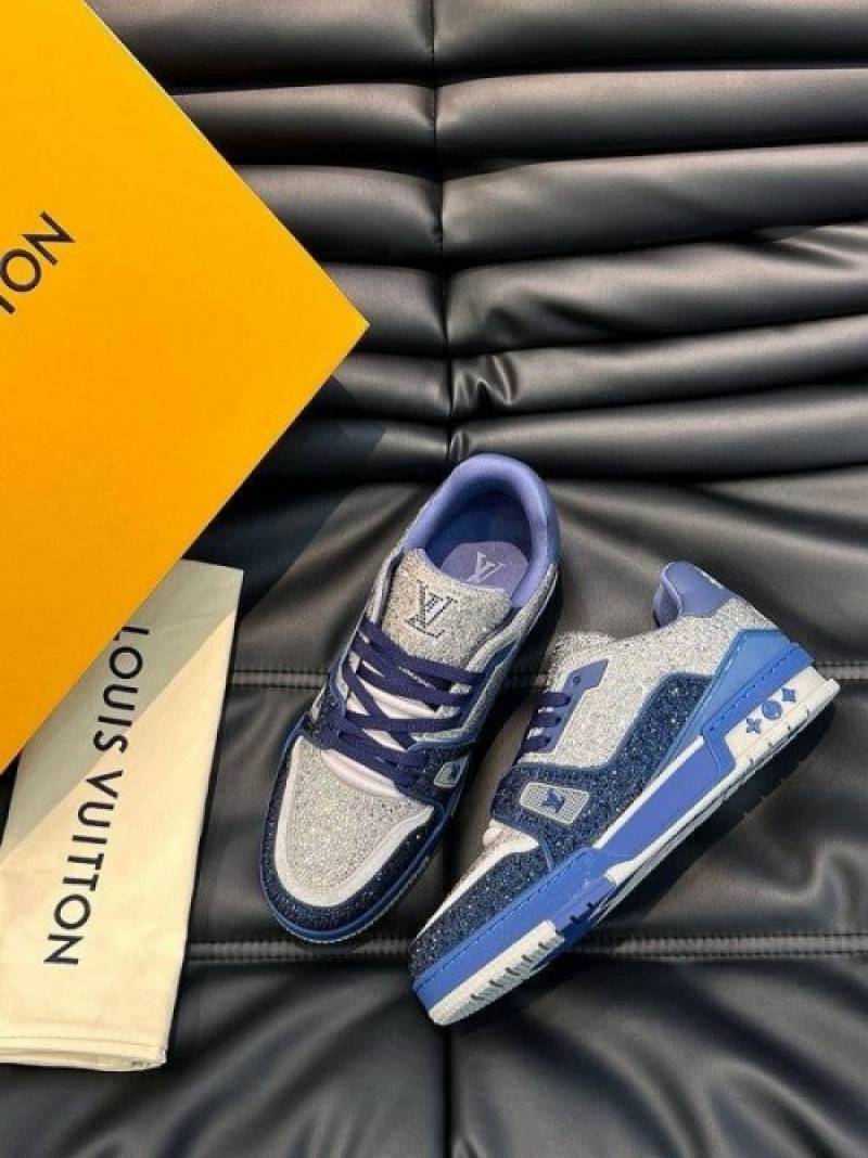 Louis vuttion crystal covered lv trainer blue no cd