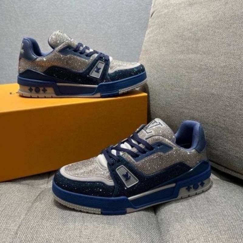 Louis vuttion crystal covered lv trainer blue no cd