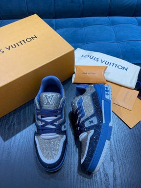 Louis vuttion crystal covered lv trainer blue no cd