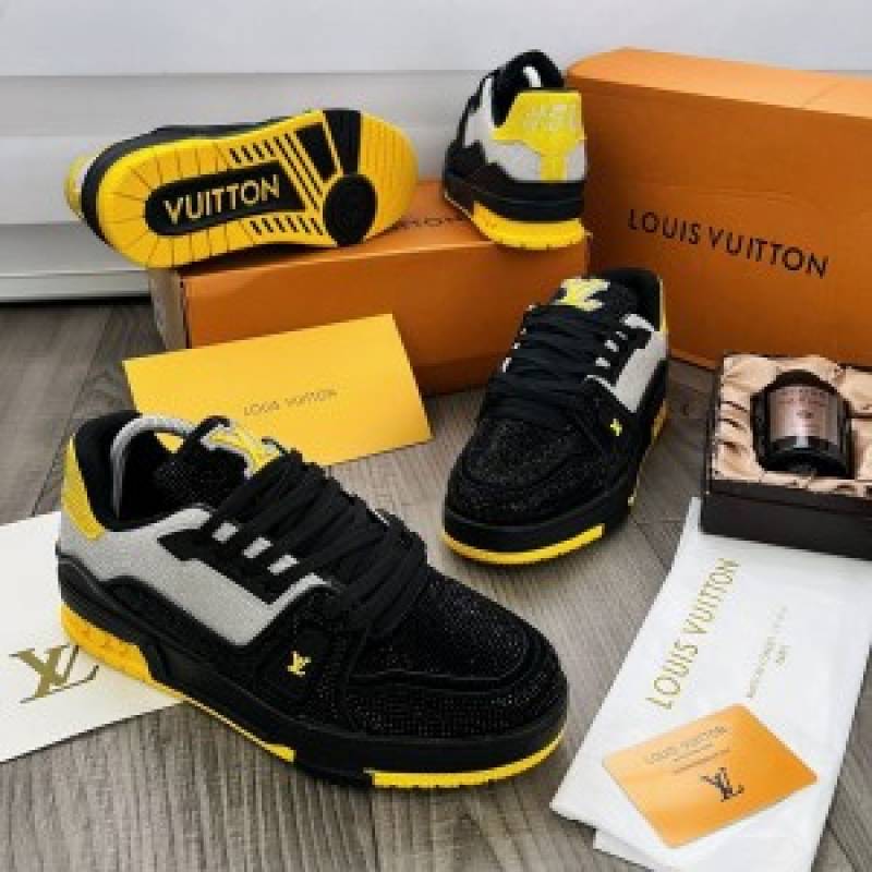 Louis vuitton crystal covered lv trainer black