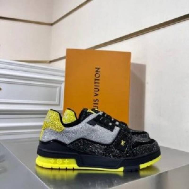 Louis vuitton crystal covered lv trainer black