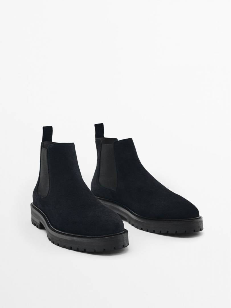 Zar.a Black Suede Chelsea Boots