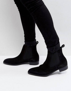 Zar.a Black Suede Chelsea Boots