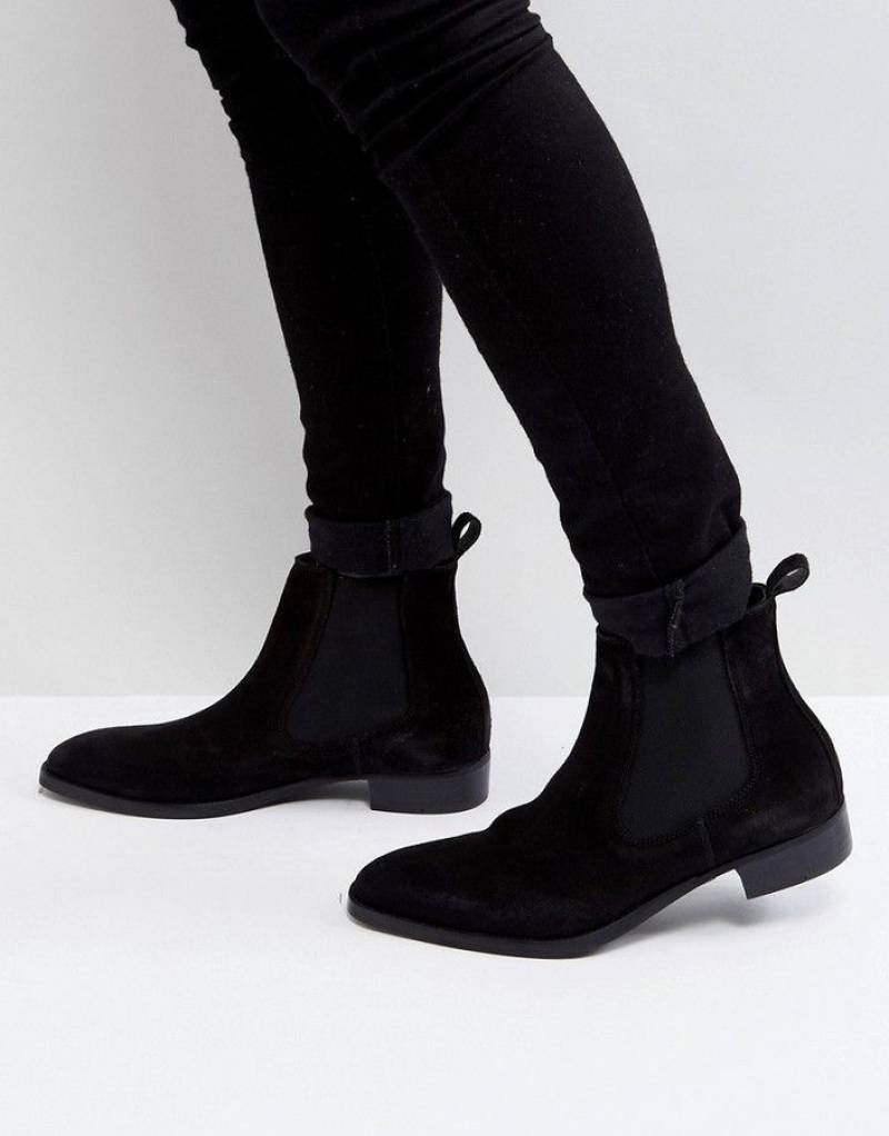 Zar.a Black Suede Chelsea Boots