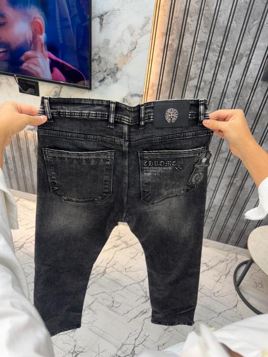 Chrome hearts Imported Light Grey Shade Very Premium Straight Fit Jeans MR164