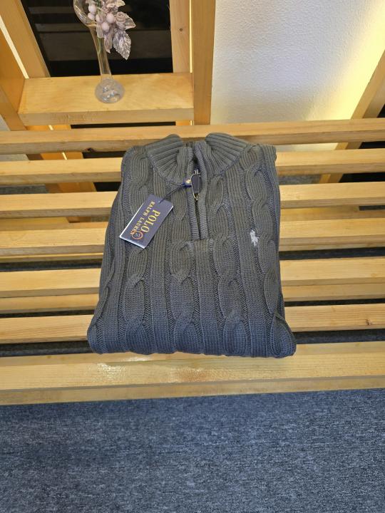 RL ZIPPER SWEATER DARK GREY M435-DG