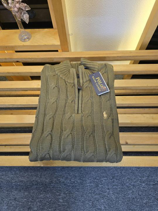 RL ZIPPER SWEATER DARK BEIGE M435-DB