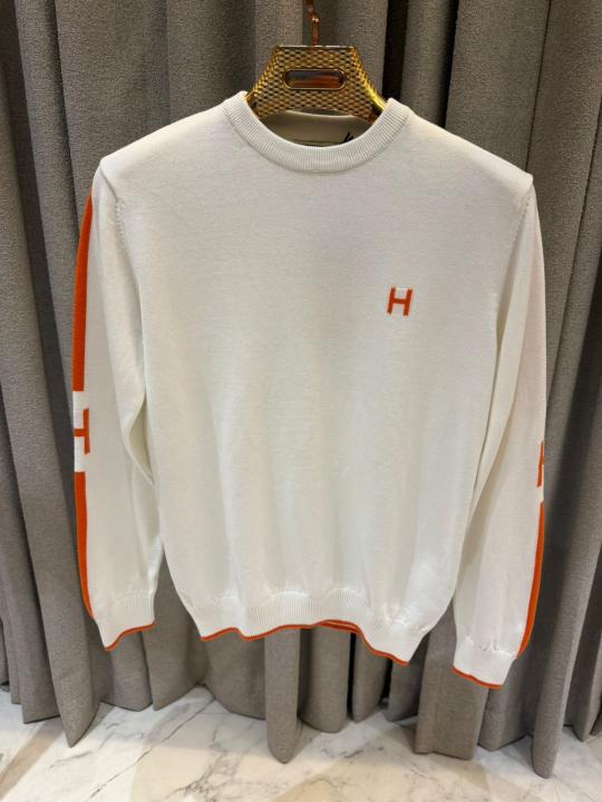 Hermes Chest Logo Full Sleeves Sweatshirt White