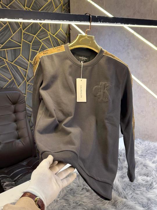 Calvin Klein Grey Embossed Logo Sleeve Patch Look Imported Sweatshirt (1892)