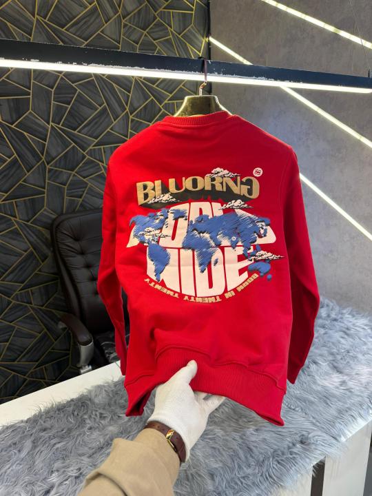 Bluorng Red Embossed Logo Print Imported Sweatshirt (1945)