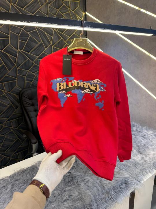 Bluorng Red Embossed Logo Print Imported Sweatshirt (1945)