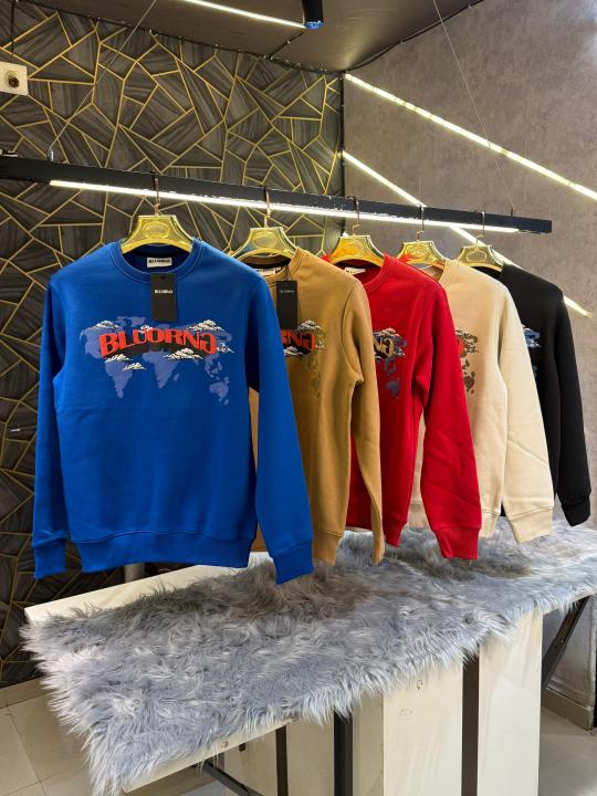 Bluorng Red Embossed Logo Print Imported Sweatshirt (1945)