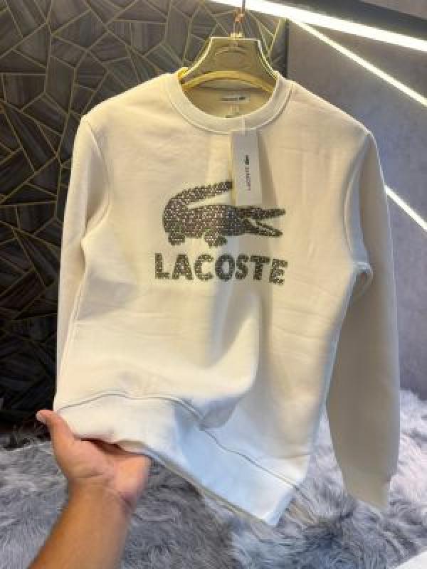 Lacoste White Embossed Logo Print Imported Sweatshirt (1901)