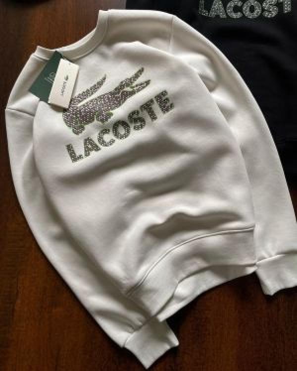 Lacoste White Embossed Logo Print Imported Sweatshirt (1901)