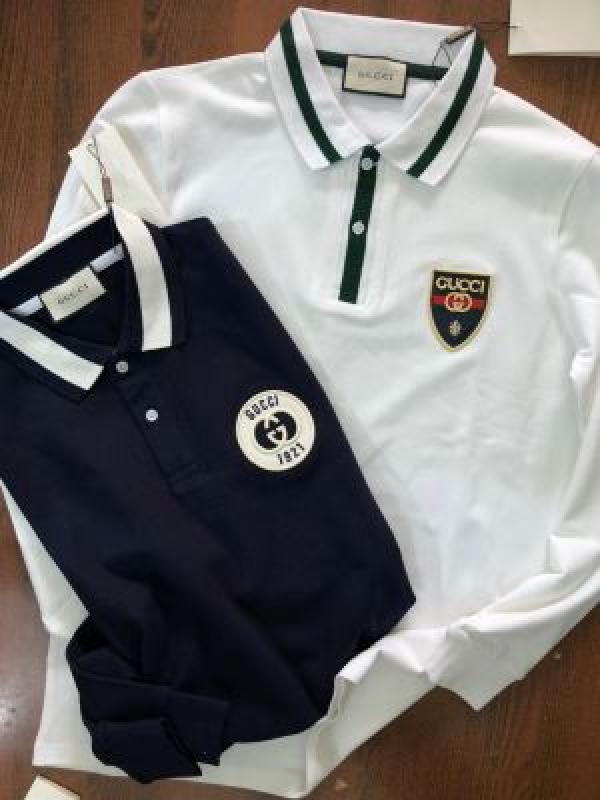 Gucci White Embroidery Logo Full Sleeve Premium Polo T-Shirt (1882)