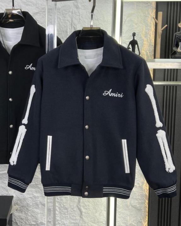 Amiri.100%.Navy.Imported.Side.Bone.Patch.Very.Premium.Varsity.Jacket.MR259