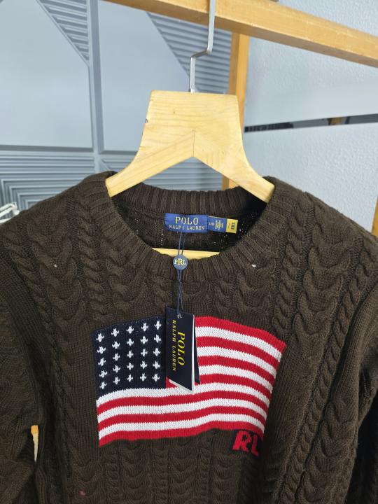 R L ROUND NECK SWEATER BROWN M445-BR