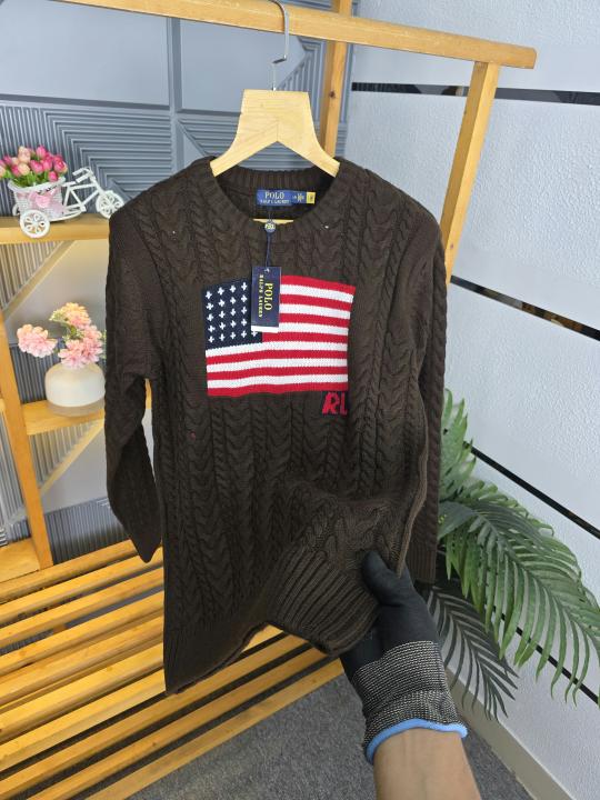 R L ROUND NECK SWEATER BROWN M445-BR