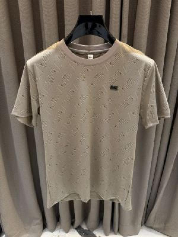 Emporio Arman i Chest Logo Imported Round Neck T-shirt Beige