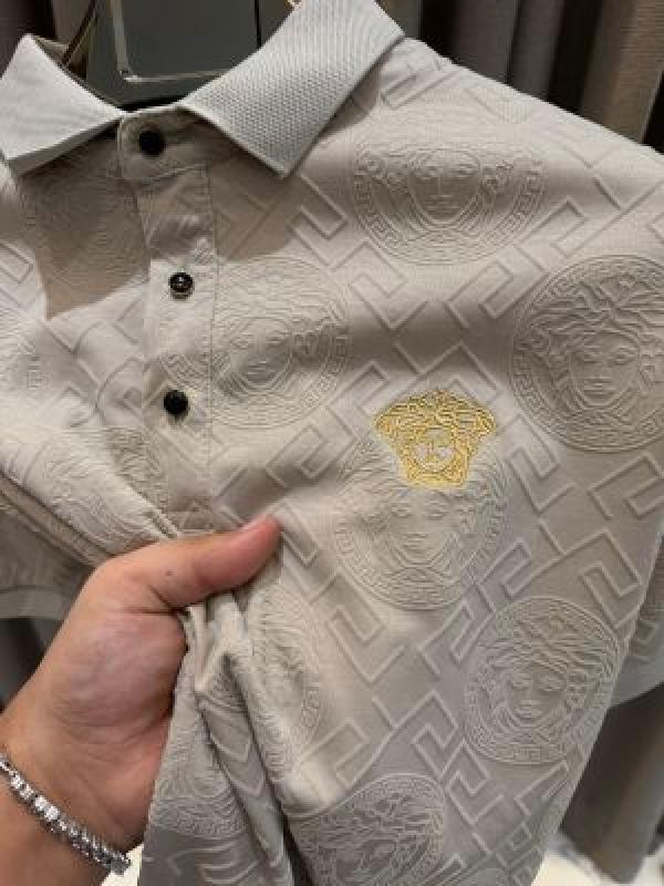 Versace Chest Logo Full Monogram Polo T-shirt