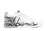 D&G LOGO SCRIPT PRINT WHITE SILVER