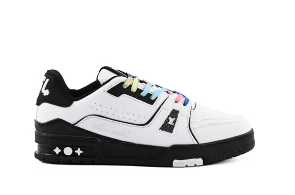 LV LEATHER TRAINER SNEAKERS 2021 WHITE BLACK