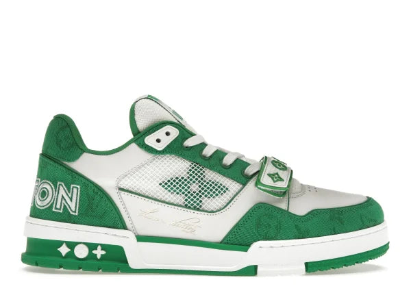 LV TRAINER GREEN MONOGRAM DENIM