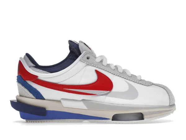 NIKEE ZOOM CORTEZ SP SACAI WHITE UNIVERSITY RED BLUE
